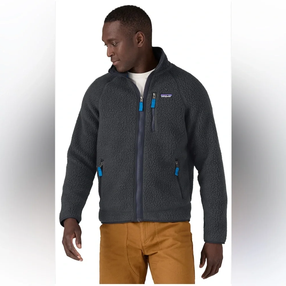 Patagonia kids Retro X Sherpa Fleece Jacket with Bright Blue Accents size XL